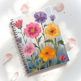 Watercolor Wildflowers | Flower Field Painting  Notizblock