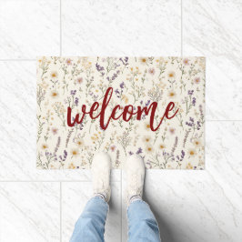 Watercolor Wildflowers Welcome Fußmatte