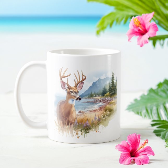 Watercolor-Wildschweinhirsche Kaffeetasse (Von Creator hochgeladen)