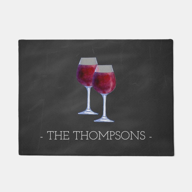 Watercolor Wine Elegante Personalisierte Türmatte (Vorderseite)