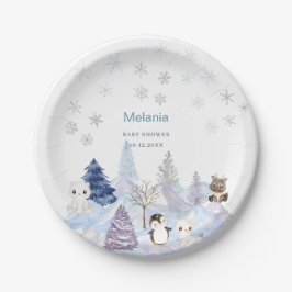   Watercolor Winter Arctic animals  baby shower  Pappteller
