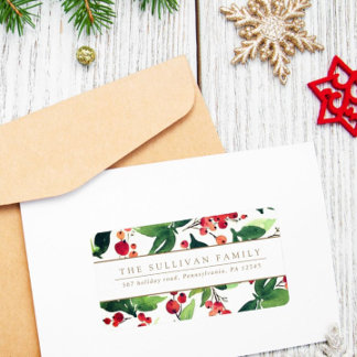 Watercolor Winter Berries & Holadresse Label Adressaufkleber