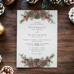 Watercolor Winter Berries Pine Christmas Einladung<br><div class="desc">Diese elegante Winterhochzeit im Oben und im Untergrund mit Christwasserfarbe, roten Heiligbeeren, Kiefernzapfen und immergrünen Ästen ist die Dekoration. Auf der Rückseite ist eine bordeauxfarbene Aquarellstruktur. Finden Sie passende uAwg- und Gehäusekarten sowie andere passende Produkte in der Sammlung. Melden Sie mich durch Zazzle Chat, wenn Sie Design-Anpassungen oder mehr passende...</div>