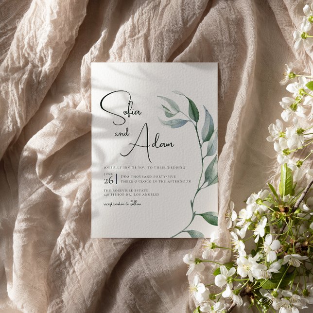 Watercolor Winter Blätter Wedding Party Einladung (Von Creator hochgeladen)