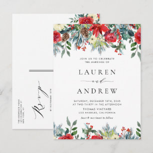Watercolor Winter Blooms Garland Blumenhochzeit Einladungspostkarte