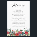 Watercolor Winter Blooms Garland Wedding Menu Card<br><div class="desc">Fügen Sie Ihrem Event mit diesen individuell anpassbaren Menükarten einen Winterakzent hinzu. Sie verfügen über eine blumengeschmückte Aquarellgarage mit Poinsettia-Blume,  rote Rosen,  Nadelkronen und Grünpflanzen. Personalisieren Sie diese durch Hinzufügen von Namen und anderen Menüdetails. Diese Aquarellkarten sind ideal für Winterhochzeiten,  Brautpartys,  Babyduschen,  Geburtstage und vieles mehr. Matching-Elemente sind verfügbar.</div>