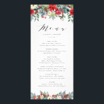 Watercolor Winter Blooms Garland Wedding Menu Card Werbekarte<br><div class="desc">Fügen Sie Ihrem Event mit diesen individuell anpassbaren Menükarten einen Winterakzent hinzu. Sie verfügen über eine blumengeschmückte Aquarellgarage mit Poinsettia-Blume,  rote Rosen,  Nadelkronen und Grünpflanzen. Personalisieren Sie diese durch Hinzufügen von Namen und anderen Menüdetails. Diese Aquarellkarten sind ideal für Winterhochzeiten,  Brautpartys,  Babyduschen,  Geburtstage und vieles mehr. Matching-Elemente sind verfügbar.</div>