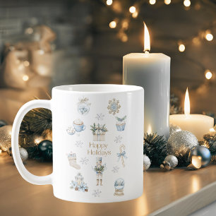 Watercolor Winter Blue Happy Holidays Kaffeetasse