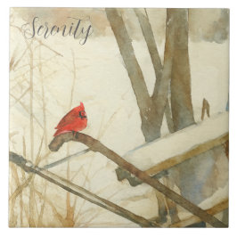 Watercolor Winter Cardinal Fliese