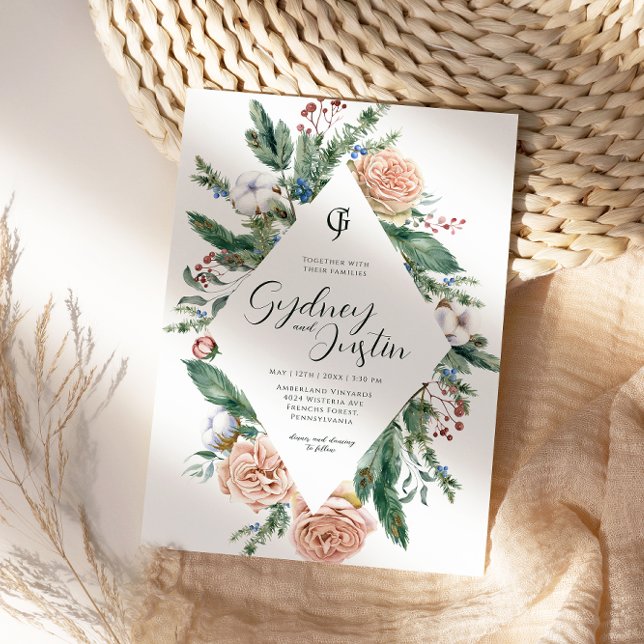 Watercolor Winter Christmas Frame Wedding Party Einladung (Von Creator hochgeladen)