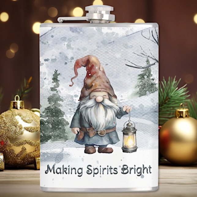 Watercolor Winter Christmas Gnome Flachmann (Von Creator hochgeladen)