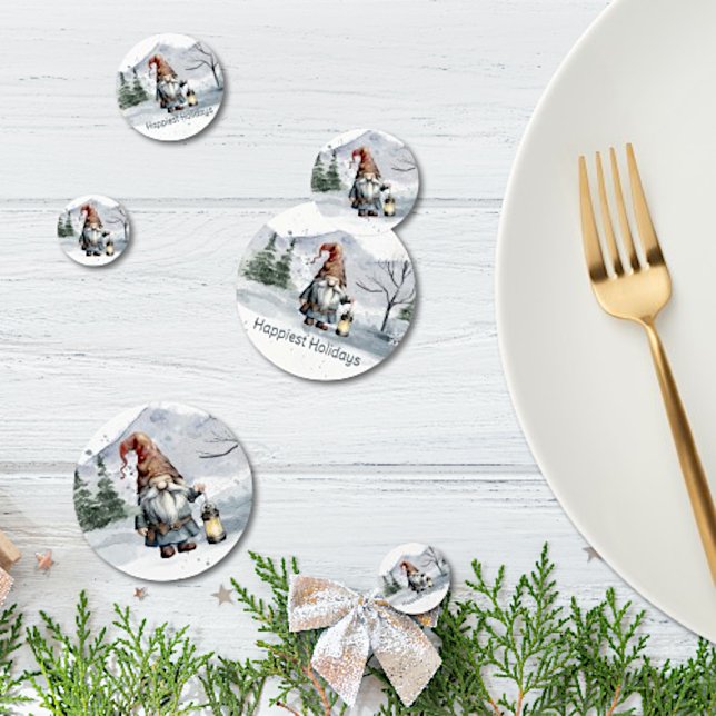 Watercolor Winter Christmas Gnome Konfetti (Watercolor Winter Christmas Gnome Confetti)