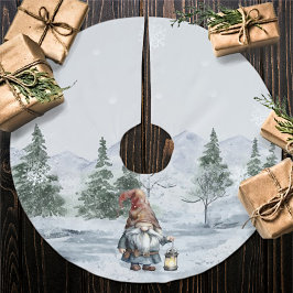 Watercolor Winter Christmas Gnome Polyester Weihnachtsbaumdecke