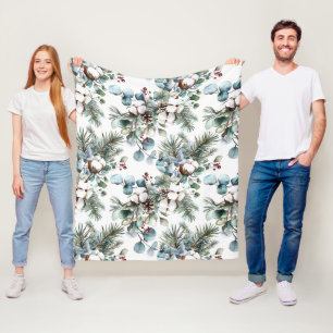 Watercolor Winter Cotton Pine Weihnachten Fleecedecke