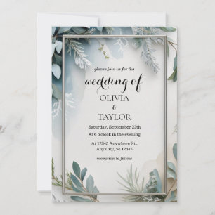 Watercolor Winter Foliage Wedding Einladung