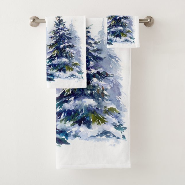 Watercolor winter forest Christmas tree (En situation)