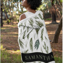 Watercolor Winter Green Seamless Muster Fleecedecke