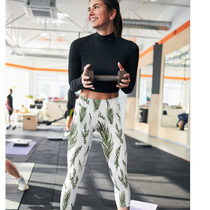 Watercolor Winter Green Seamless Muster Leggings