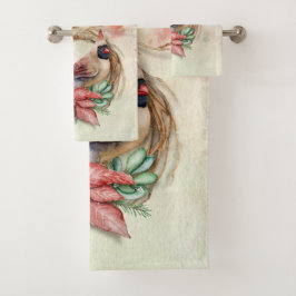 Watercolor Winter Kardinal Badhandtuch Set