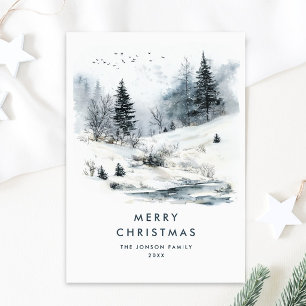 Watercolor Winter Landschaft Weihnachten