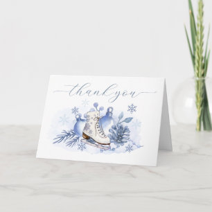 Watercolor-Winter-Schneeflocken-Schlittschuh-Baby- Dankeskarte