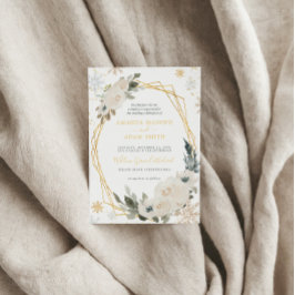 Watercolor Winter Snow Frame Wedding Party Einladung