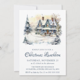 Watercolor Winter Snowy Scene Weihnachten Mittages Einladung