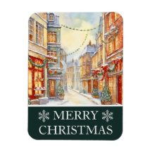 Watercolor Winter Street Scene Weihnachtskarte