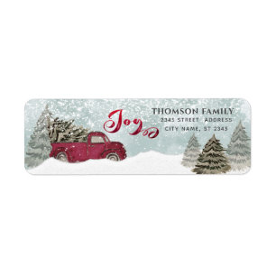 Watercolor Winter Szene roter LKW Joliday