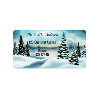 Watercolor Winter Wedding Address Label Adressaufkleber