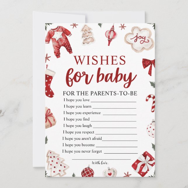 Watercolor Winter Weihnachtswünsche für Baby Game Einladung (Vorderseite)