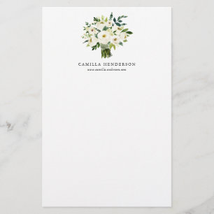 Watercolor-Winter-weißer Blumen-Blumenstrauß Briefpapier