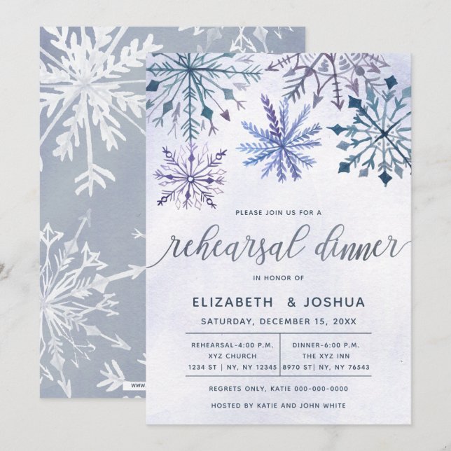 Watercolor Winter Wonderland Probe Dinner Einladung (Vorne/Hinten)
