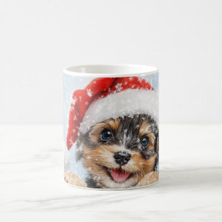 Watercolor Winter Wonderland Santa Puppy Kaffeetasse
