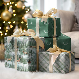 Watercolor Winter Woodland Weihnachtsbaum Geschenkpapier Set