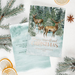 Watercolor Winter Woodland Weihnachtszeit Rose Gol Folien Feiertagskarte