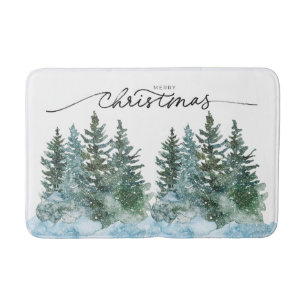 Watercolor Winter Wunderland Weihnachtsbaumen Badematte