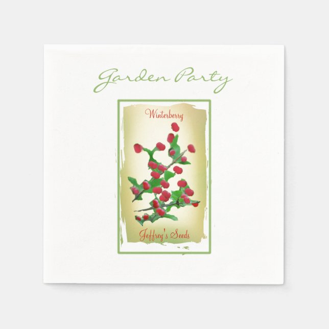 Watercolor Winterberry Seed Packet Serviette (Vorderseite)