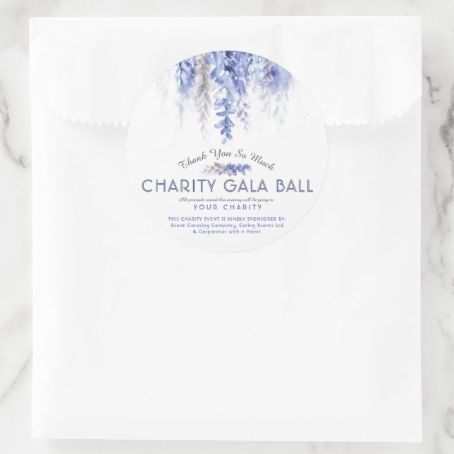 Watercolor Winterblauer Abend Wohltätigkeit Gala Runder Aufkleber (Tasche)