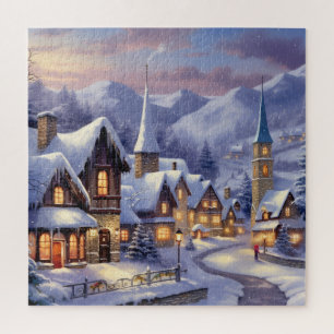 Watercolor Winterlandschaft Weihnachtsdorf