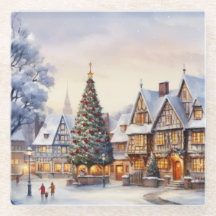 Watercolor Winterlandschaft Weihnachtsdorf