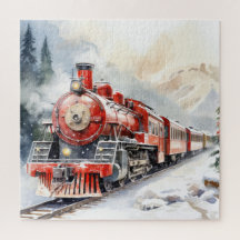 Watercolor Winterlandschaft Weihnachtszug