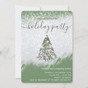 Watercolor Winterpinienbäume - Party Einladung