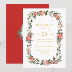 Watercolor Winterurlaub Weihnachten Party Einladung