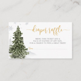 Watercolor Winterwald Gold Winder Raffel Ticket Begleitkarte