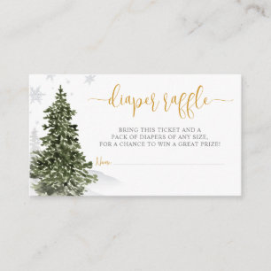 Watercolor Winterwald Gold Winder Raffel Ticket Begleitkarte