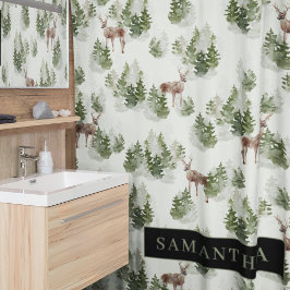 Watercolor Winterwald Nahtloses Muster Duschvorhang