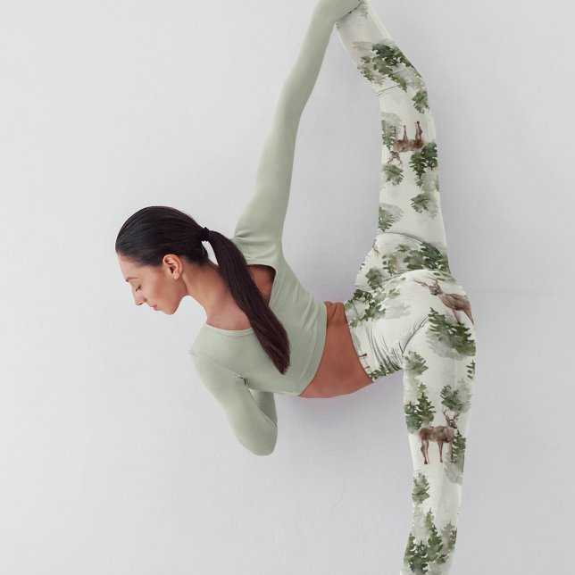 Watercolor Winterwald Nahtloses Muster Leggings (Von Creator hochgeladen)