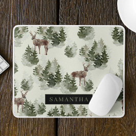 Watercolor Winterwald Nahtloses Muster Mousepad
