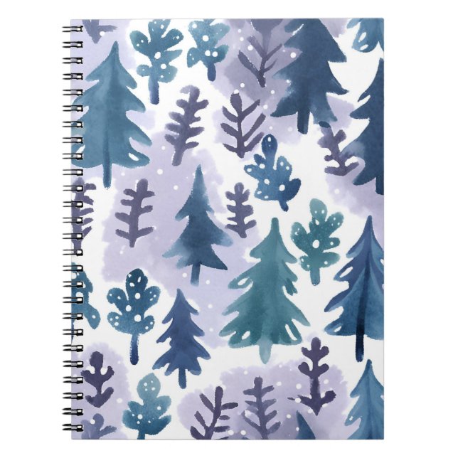 Watercolor Winterwald Nahtloses Muster Notizblock (Vorderseite)
